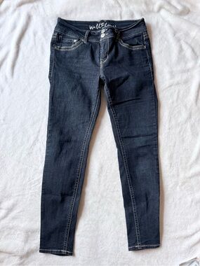Wallflower Women's Dark Indigo Skinny Jeggings - Double Button